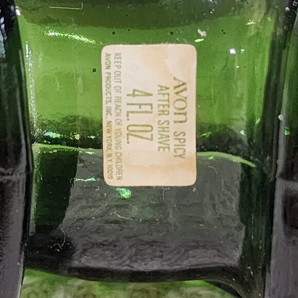 Vintage Avon RHINOCEROS GREEN EMPTY Glass Empty Figural Bottle - Picture 7 of 8